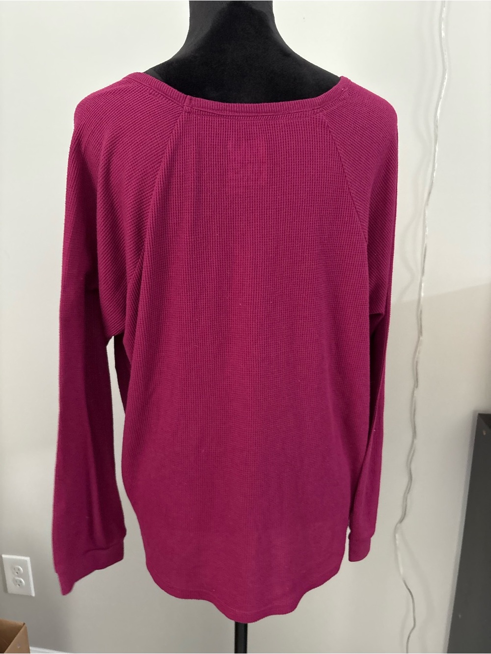 MUK LUKS Women’s Burgundy Solid Knit Long Sleeve Crew Neck Pullover Top XL - Picture 3 of 8